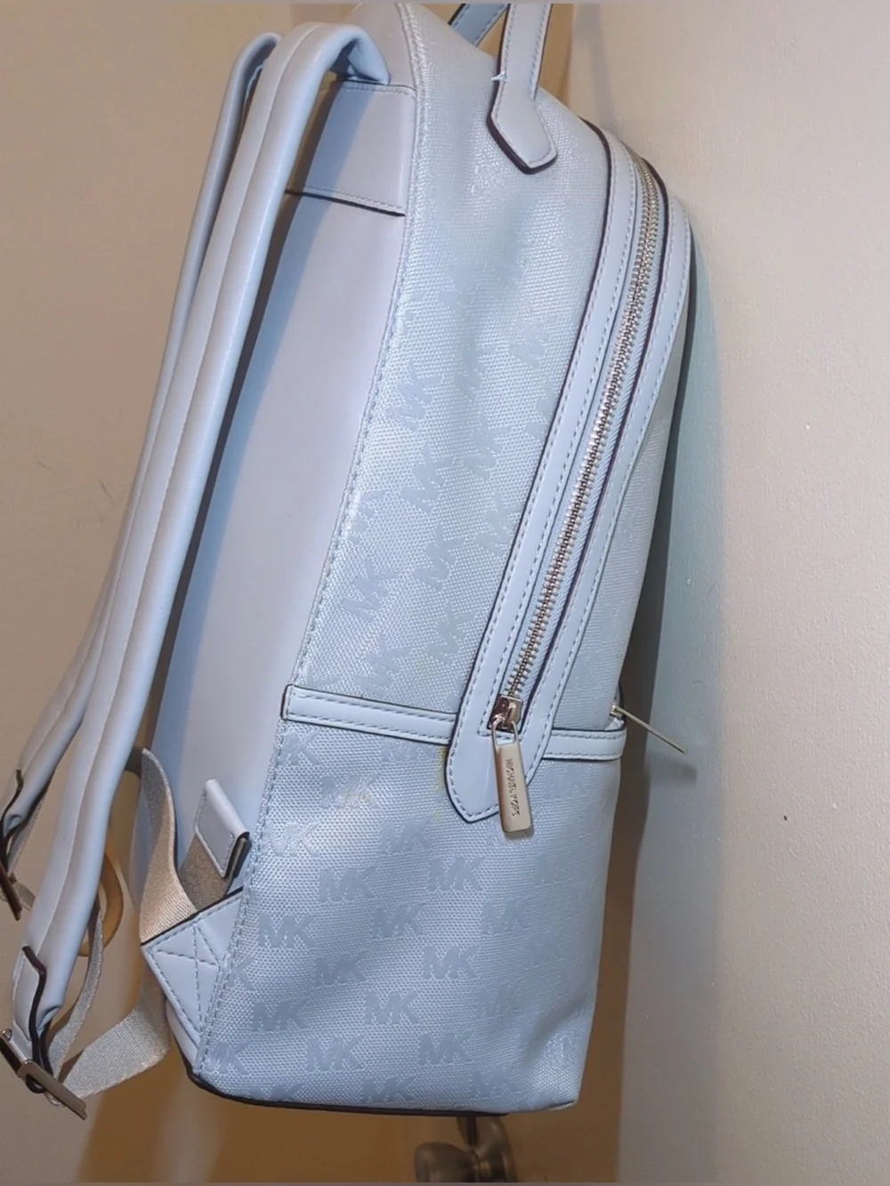 Michael Kors Pale Blue MK Logo Backpack